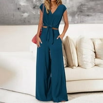 Women's Solid Color Fashionable Casual Strapless Sleeveless Pants Set