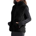 thumbnail image 1 of Women's Solid Color Fashionable Fleece-lined Vest Coat Black L, 1 of 4