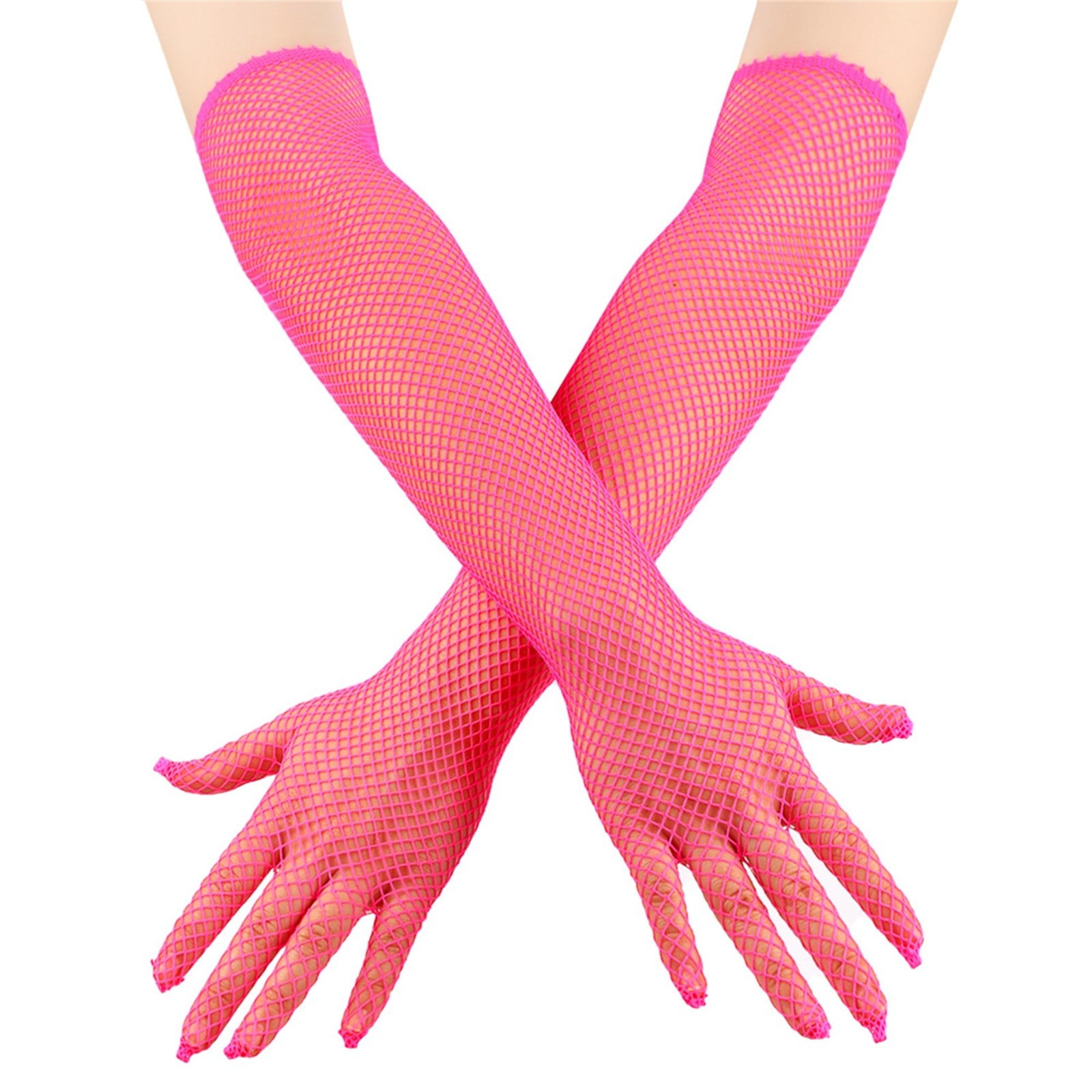 Women's Solid Color Fishnet Gloves, Stretchy Mesh Party Gloves, Fashion ...