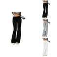 thumbnail image 1 of Women's Solid Color Flare Leggings, Elastic Bottom Fold Over Yoga Pants, Stretch Bell Bottom Sweatpants for Lounge & Casual Wear, 1 of 8