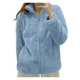 thumbnail image 1 of Women's Solid Color Fleece Jacket Thick Zip Up Stand Collar Coat, Warm and Stylish Winter Outerwear for Women, 1 of 3