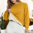 thumbnail image 1 of Women's Solid Color Fleece Lined Sweatshirt, Round Neck Long Sleeve Pullover, Casual Loungewear Top, Soft Fuzzy Fleece Top, Cozy Everyday Sweatshirt, Winter Lounge Wear Yellow XXXXL, 1 of 7