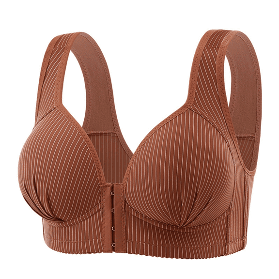 Women's Solid Color Front Closure Large Size Thin Bra Underwear Comfortable Wireless Daily Bra