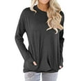 thumbnail image 1 of Nlife Women Solid Color Front Pocket Long Sleeve Autumn Casual Top, 1 of 7