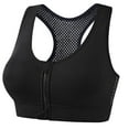 thumbnail image 1 of Women's Solid Color Front-Zip Sports Bra with Cross Back and Gathers, Wire-Free Comfortable Bra for Fitness, Yoga, and Daily Wear, Limited Time Offer Under 10 Dollars, 1 of 4