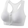 thumbnail image 1 of Women's Solid Color Front-Zip Sports Bra with Cross Back and Gathers, Wire-Free Comfortable Bra for Fitness, Yoga, and Daily Wear, Limited Time Offer Under 10 Dollars, 1 of 5
