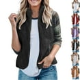 thumbnail image 1 of Women's Solid Color Fuzzy Fleece Vest Oversized Sleeveless Jacket Warm Button Down Gilet Outerwear with Pockets Womens Vest Sleeveless Jackets Zip Up Casual Coats Fall Winter Womens Tops, 1 of 5