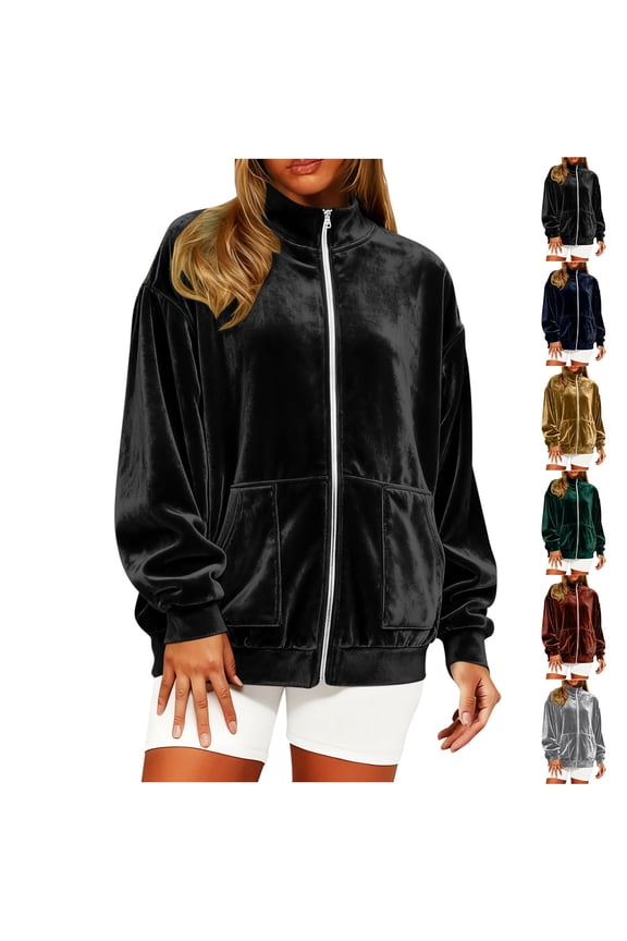 Women's Solid Color Gold Satin Long Sleeve Zipper Coat Jacket Shacket for Work Office Casual Party Wedding Versatile All-Match Fashion Apparel | Ihhxva,Gold M