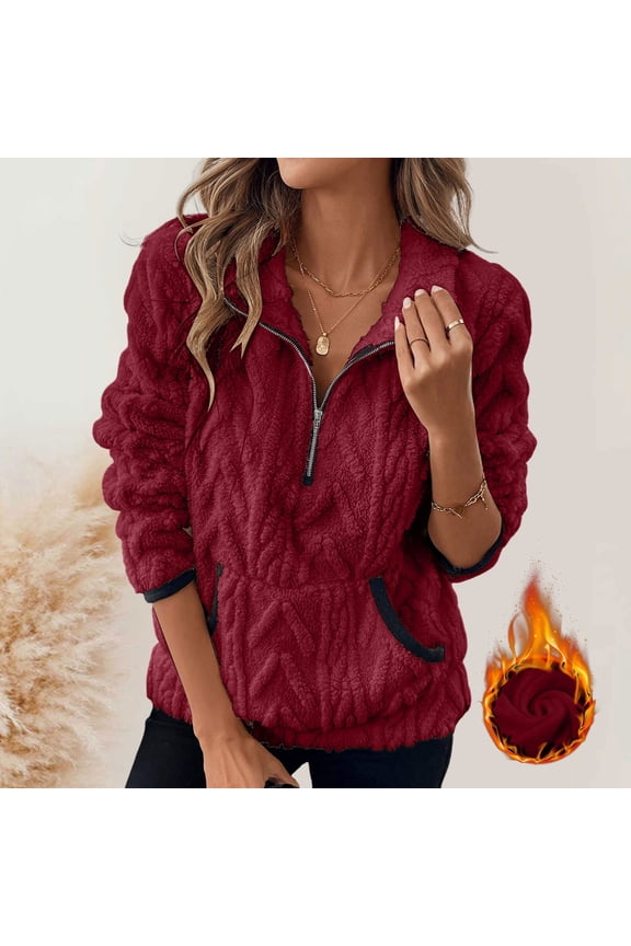 Women's Solid Color Half Zip Long Sleeved Hoodie Colla Sweaters for Women Women Sweaters And Pullovers Long Sleeve Sweater Men Sweater Mens Men Quarter Zip Neck Sweater Women Mens Casual Sweater