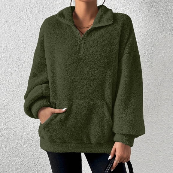 Women's Solid Color Half Zip Long Sleeved Hoodie Musically Sweatshirt Plaid Fuzzy Pullover Sweaters for Men Rent Sweatshirt Mens Tall Sweaters And Pullovers Mens Big Sweatshirts Men Sweaters Fashion