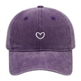 thumbnail image 1 of Women's Solid Color Heart Embroidered Baseball Cap, Soft Top Washed Cotton Adjustable Cap for Outdoor Daily Wear, Simple Embroidery Design Casual Sun Hat for Women and Ladies Purple, 1 of 6