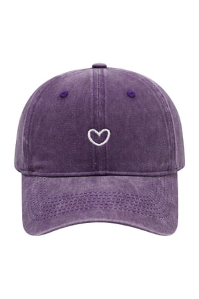 Women's Solid Color Heart Embroidered Baseball Cap, Soft Top Washed Cotton Adjustable Cap for Outdoor Daily Wear, Simple Embroidery Design Casual Sun Hat for Women and Ladies Purple