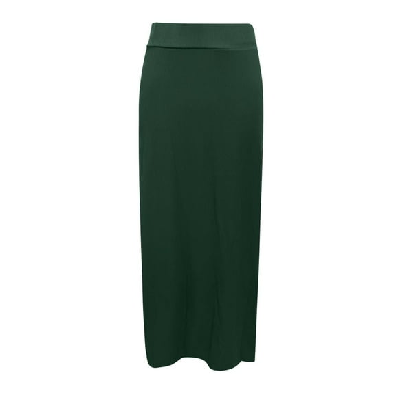 Women's Solid Color High Waist Split Thigh Mid Length Skirt - Pleated Stretchy Club Party Skirt with Size Chart