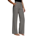 thumbnail image 1 of Women's Solid Color High Waist Straight Leg Dress Pants, Stretchy Work Slacks with Side Pockets, Comfortable Business Casual Trousers for Office Daily Wear Grey L, 1 of 8