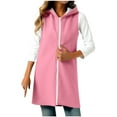 thumbnail image 1 of Women’s Solid Color Hooded Fleece Vest Sleeveless Mid Length Tunic with Side Slits Relaxed Fit Zip Up Lightweight Fall Winter Casual Sweatshirt with Pockets,Pink,M, 1 of 6