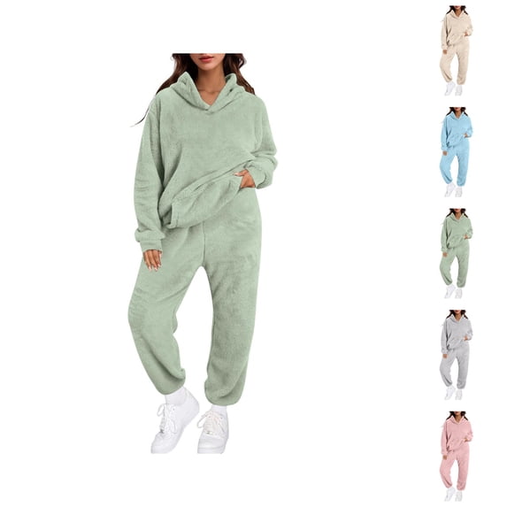 Women's Solid Color Hooded Long Sleeved Pocket Casual Pantsuit Women Summer Pants