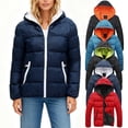 thumbnail image 1 of Women's Solid Color Hooded Parka Jacket with Zipper Pockets Long Sleeve Loose Fit Casual Winter Coat for Daily Wear Travel Fashion Essential Gift for Women | CSEONE,Red XL, 1 of 7