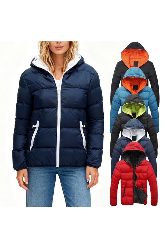 Women's Solid Color Hooded Parka Jacket with Zipper Pockets Long Sleeve Outerwear Casual Winter Coat Fashion Essential for Women | CSEONE,Black L