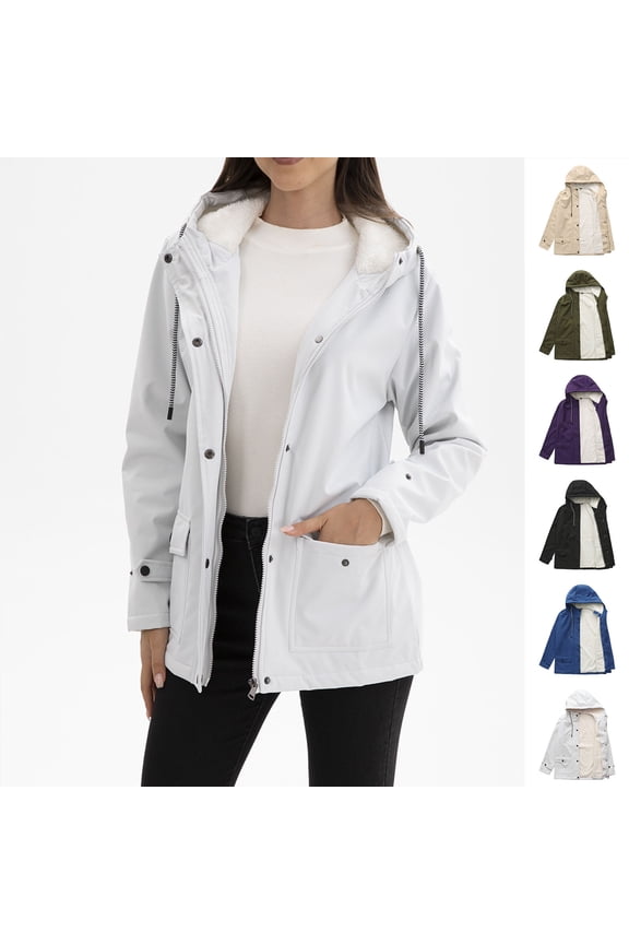Women's Solid Color Hooded Zipper Jacket Casual Outerwear Coats for Daily Wear Travel Streetwear Fashion Essential Gift for Ladies | CSEONE,Purple L