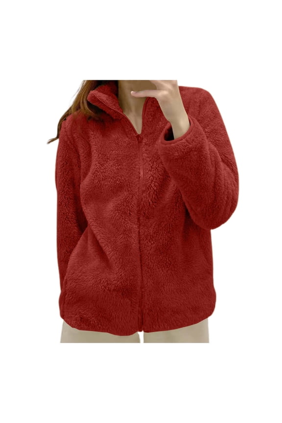 Women's Solid Color Jacket Collar Zip Up Cozy Outerwear Coats Zip up Womens Cardigan plus Size Jacket for Women Figs Jacket Women Full Zip Hoodies for Women Zip up No Hood Jacket Jacket with Zippers