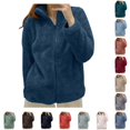 thumbnail image 1 of Women's Solid Color Jacket Collar Zip Up Cozy Outerwear, 1 of 4