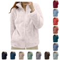 thumbnail image 1 of Women's Solid Color Jacket Collar Zip Up Cozy Outerwear, 1 of 4