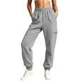 thumbnail image 1 of Women's Solid Color Jogger Pants, Elastic Drawstring Waist Casual Long Trousers with Dual Side Pockets, Comfort Loose Fit Bottoms for Sports and Daily Wear Gray M(M), 1 of 7