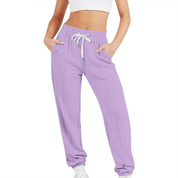 Women's Solid Color Jogging Pants With Drawstring