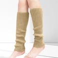thumbnail image 1 of Women's Solid Color Knit Leg Warmers, Ribbed Stackable Sock Cuffs for Yoga Ballet and Workout, Cozy Boot Cuffs for Fall Winter, Fashion Dance Socks Khaki, 1 of 4