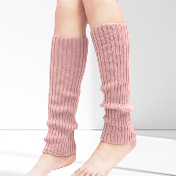 Women's Solid Color Knit Leg Warmers, Ribbed Stackable Sock Cuffs for Yoga Ballet and Workout, Cozy Boot Cuffs for Fall Winter, Fashion Dance Socks Light Pink