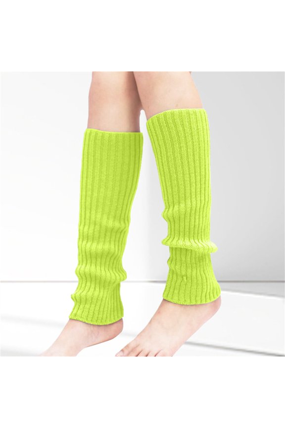 Women's Solid Color Knit Leg Warmers, Ribbed Stackable Sock Cuffs for Yoga Ballet and Workout, Cozy Boot Cuffs for Fall Winter, Fashion Dance Socks Yellow