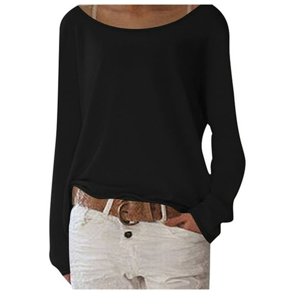 Women's Solid Color Knit T-Shirt Long Sleeve Basic Top Comfortable Casual Layering Shirt Soft Stretchable Breathable Daily Wear