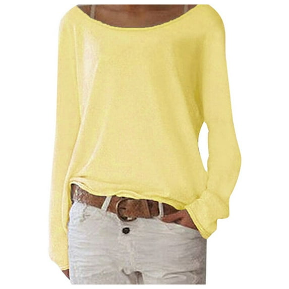 Women's Solid Color Knit T-Shirt Long Sleeve Basic Top Comfortable Casual Layering Shirt Soft Stretchable Breathable Daily Wear