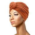 thumbnail image 1 of Women's Solid Color Knotted Turban Hat, Elastic Comfort Flat Cap for Daily Wear, Monochrome Fashion Knotted Headwrap for Sleeping or Casual Outfits, Breathable and Soft - Yellow3, 1 of 4
