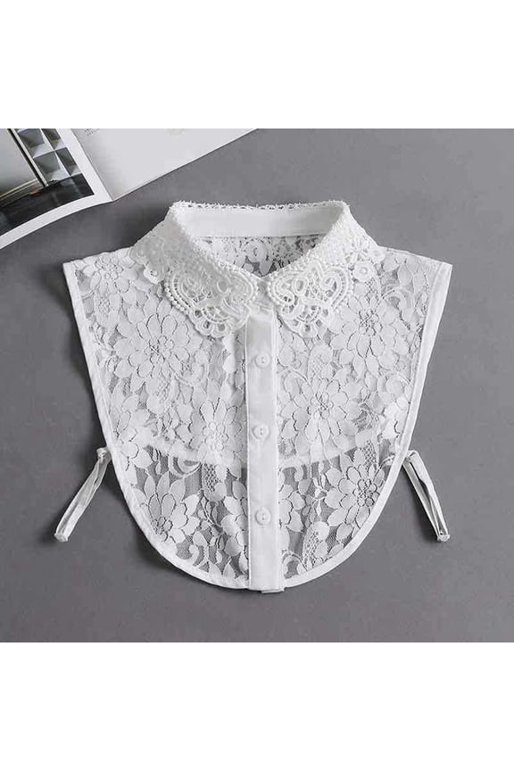 Women's Solid Color Lace Flower Blouse With Delicate Floral Detachable Of Clothes Colla Bib Shirt Womens Shirts Blouses Applique Laye Blouse Colla Shirt Women Colla Piece Women Half Shirts for