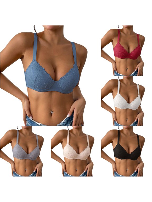 Women's Solid Color Lace Thin Comfortable Breathable Push Up Bra with Underwire Triple Bra Strapless Bra Workout Sports Bras for Women Woman Bras 36 C
