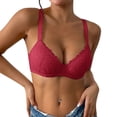 thumbnail image 1 of Women's Solid Color Lace Thin Comfortable Breathable Push Up Bra with Underwire Triple Bra Shaping Bra Comfortable & Breathable(Color:Red,Size:85C), 1 of 9