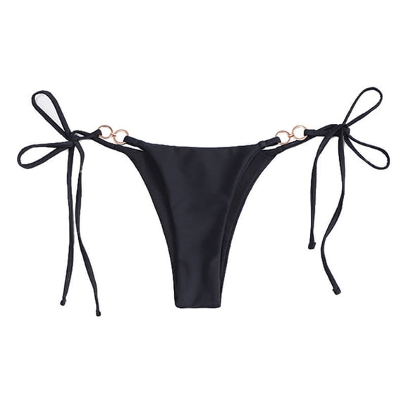 Women's Solid Color Lace Up Sexy Bikini Triangle Beach Trunks