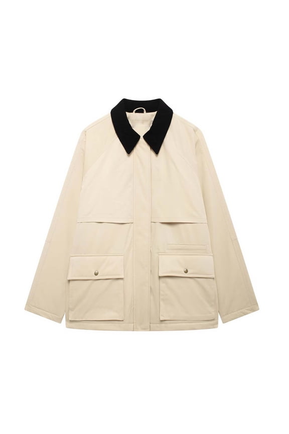 Women's Solid Color Lapel Casual Jacket Coats Outerwear Long Sleeve Zipper Button Pocket Winter Jacket for Women Warm Thickened Padded Oversized Fit Streetwear Style | CSEONE,Khaki M