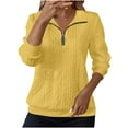 thumbnail image 1 of Women's Solid Color Lapel Zipper Sweatshirt, Lightweight Breathable No Hood Pullover Top with Casual Comfort Fit for Four Season Daily Wear, Travel, Home, Vacation and Street Fashion Yellow XXL, 1 of 6