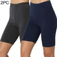 thumbnail image 1 of Women's Solid Color Leggings with Yoga Sport Elastic Quarter Pants Shorts 2Pc Set Stretchy Soft Breathable Gym Workout Running Pilates Casual Daily Lounge Wear | Aestivo,Navy L, 1 of 9