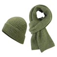 thumbnail image 1 of Women's Solid Color Letter Knitted Hat And Gloves 2 Piece Warm Woolen Hat And Gloves 2 Piece Set, 1 of 2