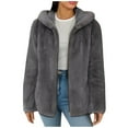 thumbnail image 1 of Women's Solid Color Lined Winter Coat Mid Length Hooded Jacket With, 1 of 2