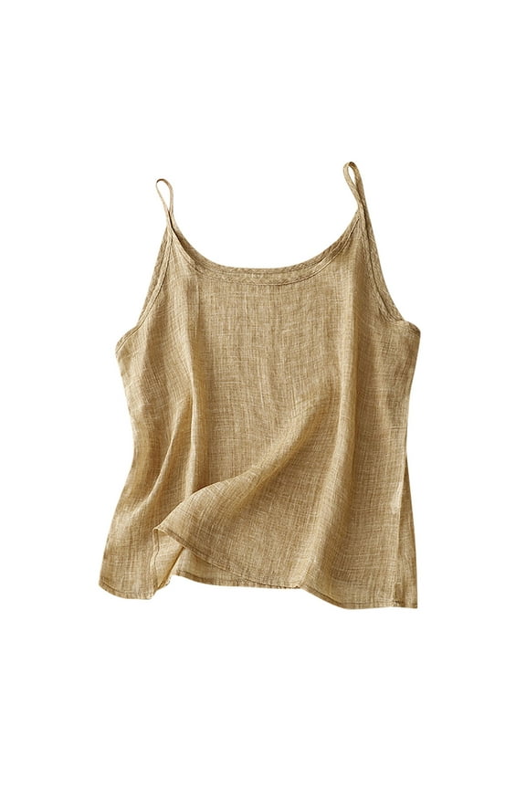Women's Solid Color Linen Loose Sleeveless Split Side Tank Top Camisole Blouse Casual Daily Wear Layering Piece