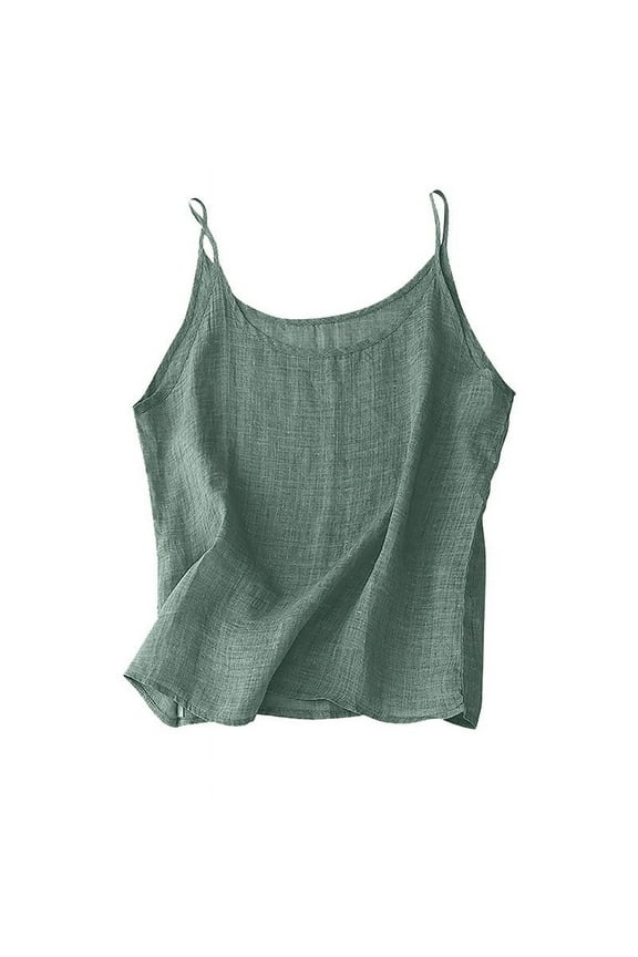Women's Solid Color Linen Loose Sleeveless Split Side Tank Top Camisole Blouse Casual Daily Wear Layering Piece