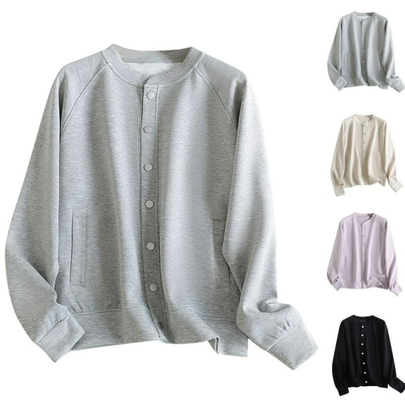 Women's Solid Color Liquid Cotton Loose and Versatile Single Breasted Casual Pocket Hoodie Jacket for Fall and Winter, Slimming, Winter Clothes for Women,Khaki,L