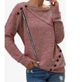 thumbnail image 1 of Women's Solid Color Long Sleeve Button Leather Strap Large Lapel Knitted Tops, 1 of 1