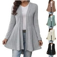 thumbnail image 1 of Women's Solid Color Long Sleeve Cardigan Coat Sweater Jacket for Women Crewneck Loose Fit Soft Casual Daily Wear Work Office Vacation Fashion Essential | CSEONE,Watermelon Red XL, 1 of 8