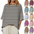 thumbnail image 1 of Women's Solid Color Long Sleeve Crewneck T-Shirt Tops Blouses Casual Loose Fit for Business Office Work Daily Wear Fashion Essential Gift for Women | Sopatenor,Purple XL, 1 of 9