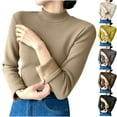 thumbnail image 1 of Women's Solid Color Long Sleeve Half High Neck Pullover Tops Shirts Blouses Loose Fit Casual Daily Wear Work Office Vacation Outfits Fashion Essential Gift for Women | Aestivo,Black L, 1 of 7